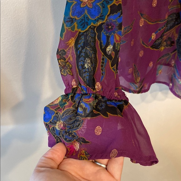 Liz Claiborne Women's Floral Purple Blouse - Picture 5 of 5